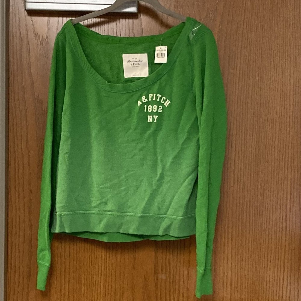 NEW Abercrombie & Fitch ombre green sweatshirt sz l
